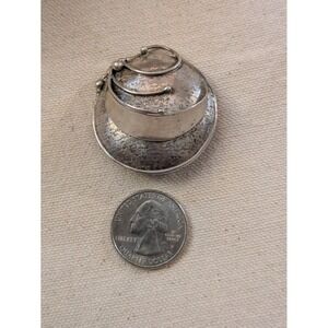 Carrie GROVES Brutalist Round Pin Brooch Sterling Silver 925‎